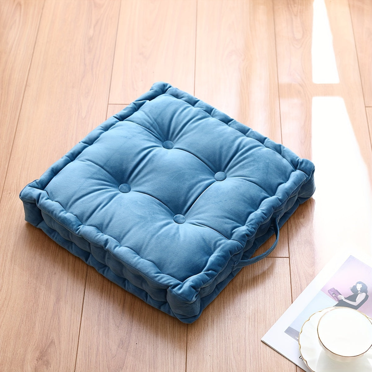 Square Flannel Floor Cushion Thickened Futon Meditation Mat Chair Seat Pad Bay Window Pillow All Season Indoor Sitting Cushion Zafu Yoga Mat