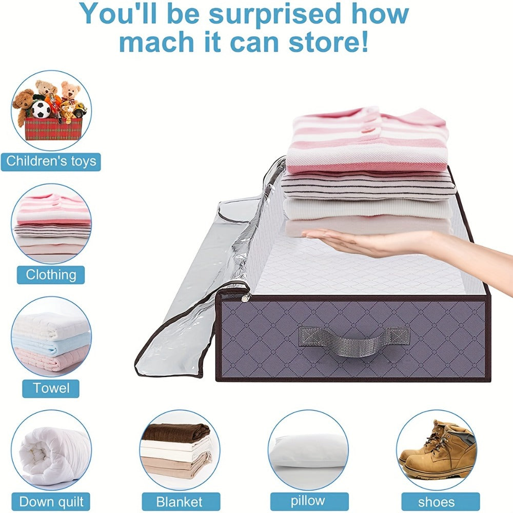 Under Bed Storage Bins Collapsible 23.78 Gal ¨C Foldable Underbed Organizer Bags for Blankets, Clothes, Comforters, Sheets & Sweaters with Zipper Lid