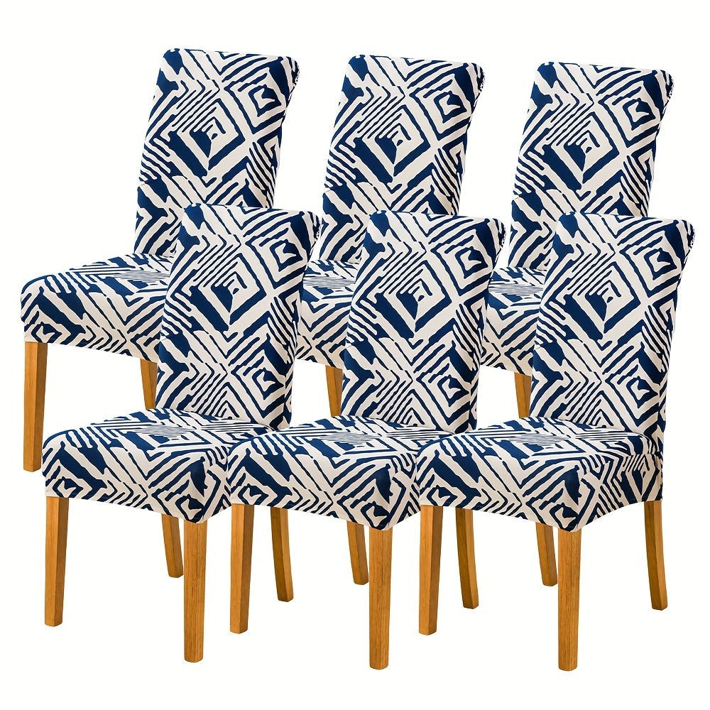Dining Chair Covers Slipcovers Set of 4 or 6 - Spandex Stretch Milk Velvet Removable Washable Parsons Chair Protector | Anti-Slip Elastic Band | Multiple Prints | Kitchen Dining Room Hotel Ceremony