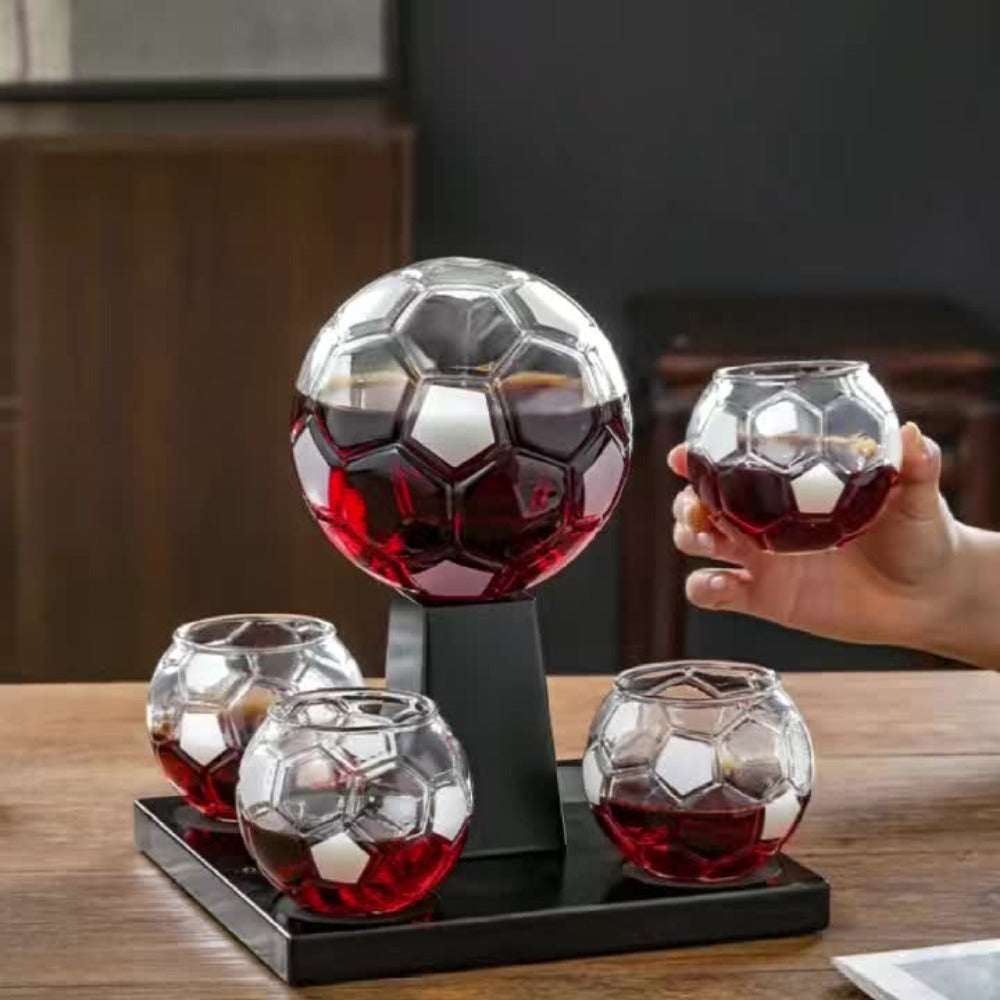 Football Shaped Whiskey Decanter Set with 4 Cups 30oz - Unique Birthday Gift for Men, Dad Gift, Valentine's Day Gift, Home Bar Decor, Christmas Gift