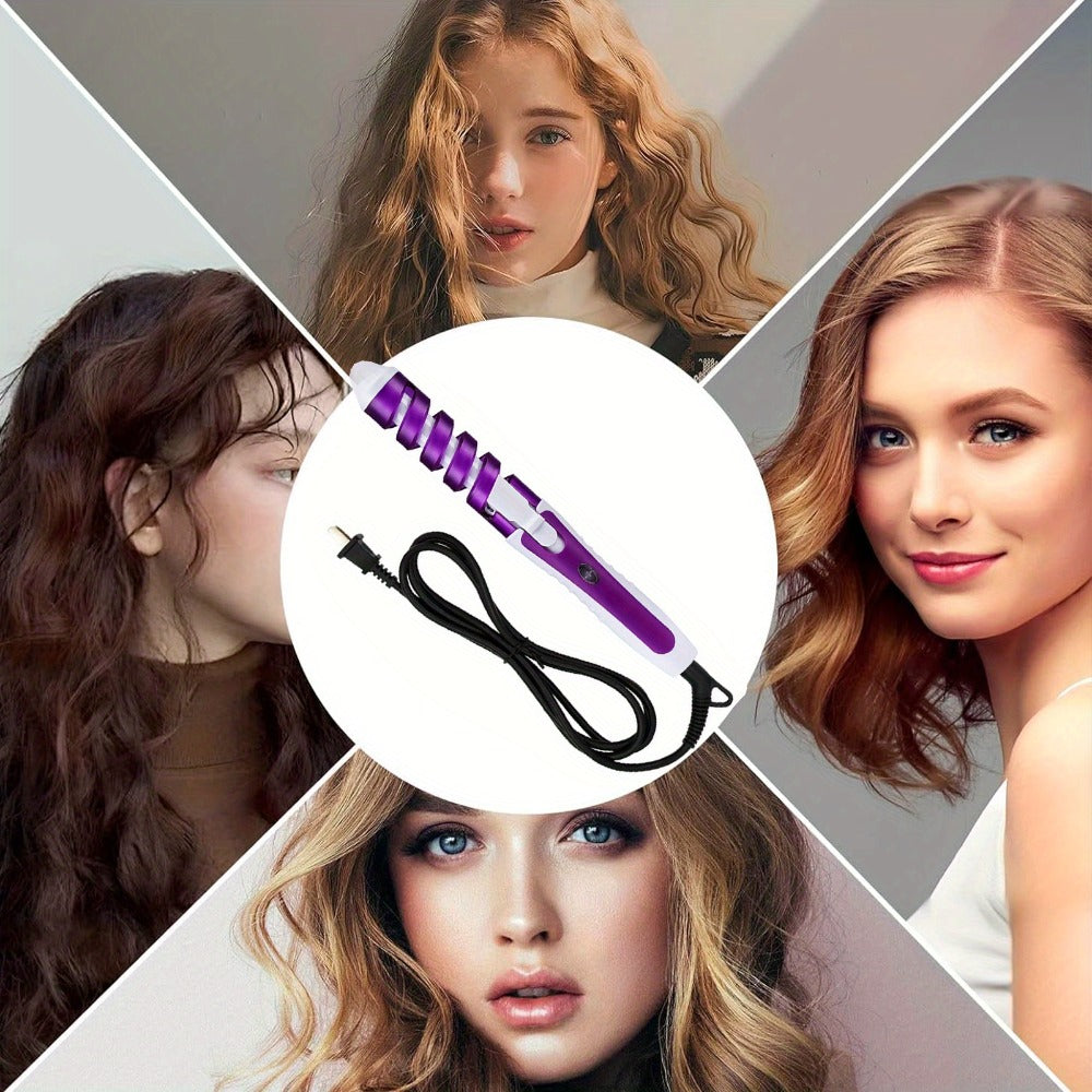 Automatic Spiral Curling Iron 360¡ã Electric Hair Curler - Auto Rotating Curl Wand, Lightweight & Portable, Easy to Use, Includes 2 Clips & 1 Comb, Gift for Women, Pink, Purple, Blue
