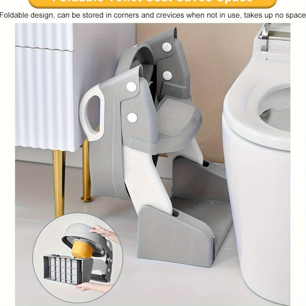 Potty Training Seat with Step Ladder 2-in-1 Toddler Toilet Seat & Stool - Foldable Kids Potty Chair with Splash Guard, Anti-Slip Pads & Handles for Boys Girls