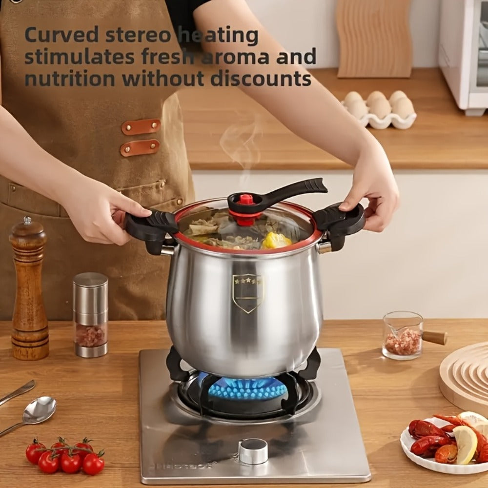 304 Stainless Steel Stew Pot Large Capacity ¨C Food-Grade Non-Stick Multipurpose Cooker | Induction & Gas Stove Compatible Soup Pot for Home Kitchen | Durable Even-Heating Cooking Pot
