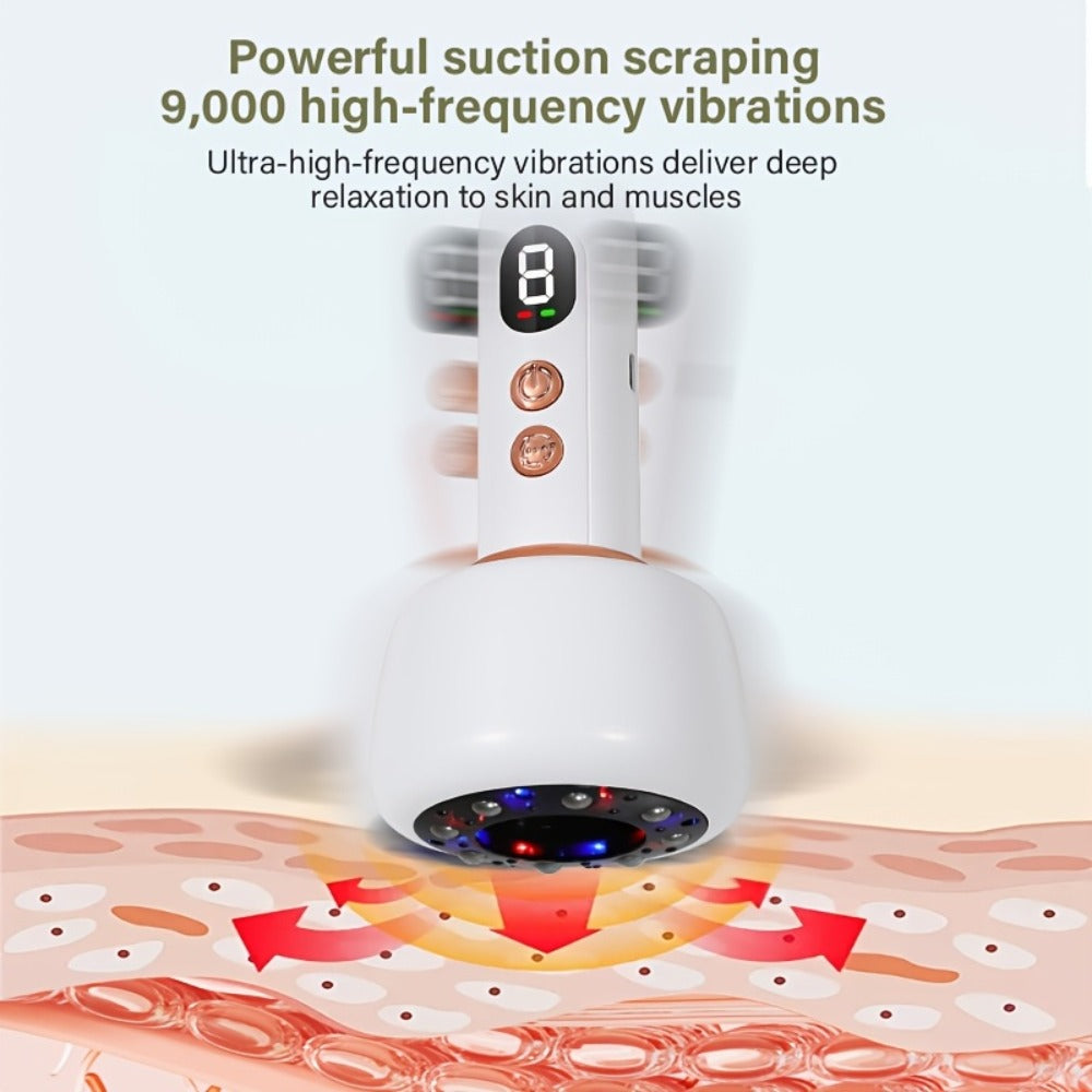 Vacuum Cupping Massager USB Rechargeable Scraping Massage Device Intelligent Suction Cup with 1200mAh Battery for Neck Shoulder Back Pain Relief Home Use