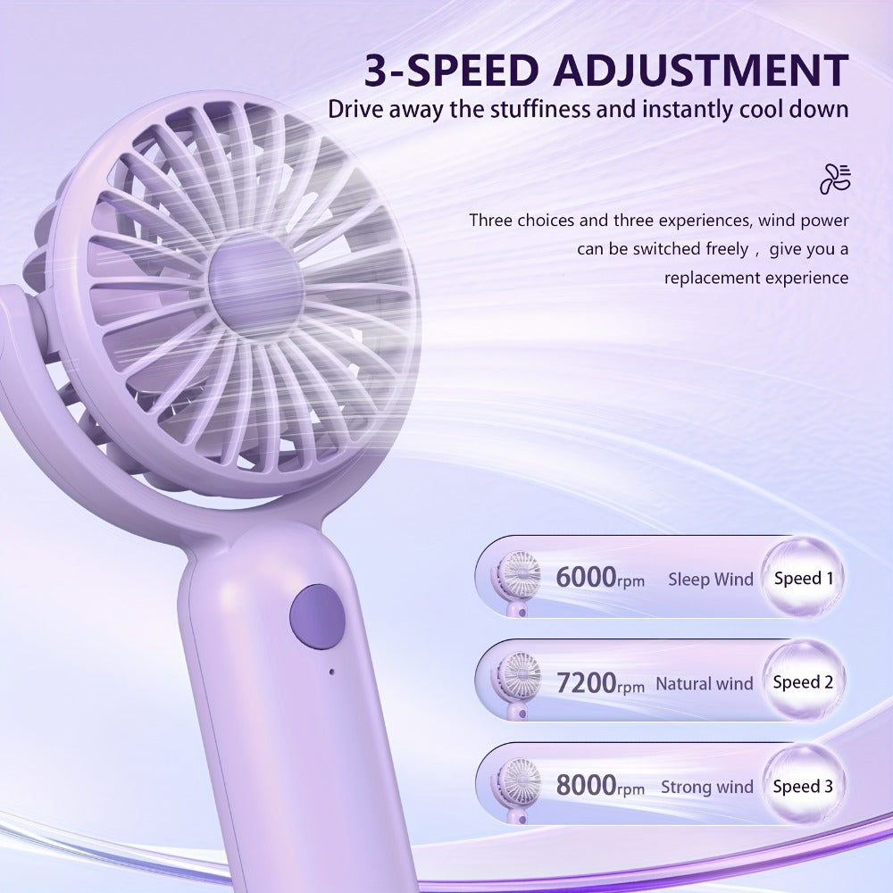Handheld Fan Mini USB-C Rechargeable 3 Speed 180 Degree Adjustable Portable Personal Fan for Indoor Outdoor Travel Summer Cooling Gift 3 Pack 6 Pack Black Pink Purple