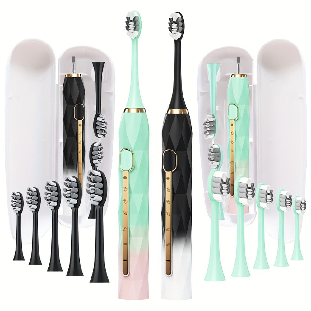 Sonic Electric Toothbrush IPX8 Waterproof USB Rechargeable with 10 Replacement Heads, Intelligent Timer, Travel Case & Charging Base ¨C 5 Colors for Men & Women