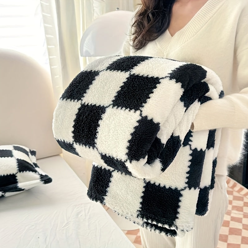 French Plaid Double-Sided Flannel Blanket ¨C Soft Panda & Grid Pattern Throw for Sofa, Bed & Travel, Machine Washable, 6 Designs, 4 Sizes