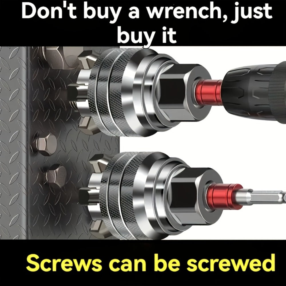 Universal Socket Wrench Adapter 10-19mm - Adjustable Hex Nut & Bolt Socket, Fits 3/8¡± Drive Ratchet, Torque Wrench & Electric Drill, All-in-One Socket Tool for Home & Professional Use