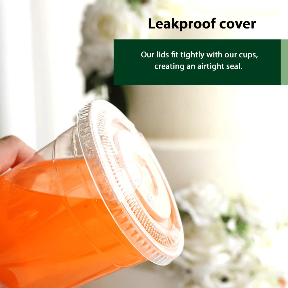 Disposable Clear Plastic Cups with Flat Lids ¨C 16oz & 24oz PET Crystal Cold Drink Cups for Iced Coffee, Smoothie, Bubble Tea, Party Supplies, Thanksgiving Halloween Christmas ¨C 100 or 500 Pack