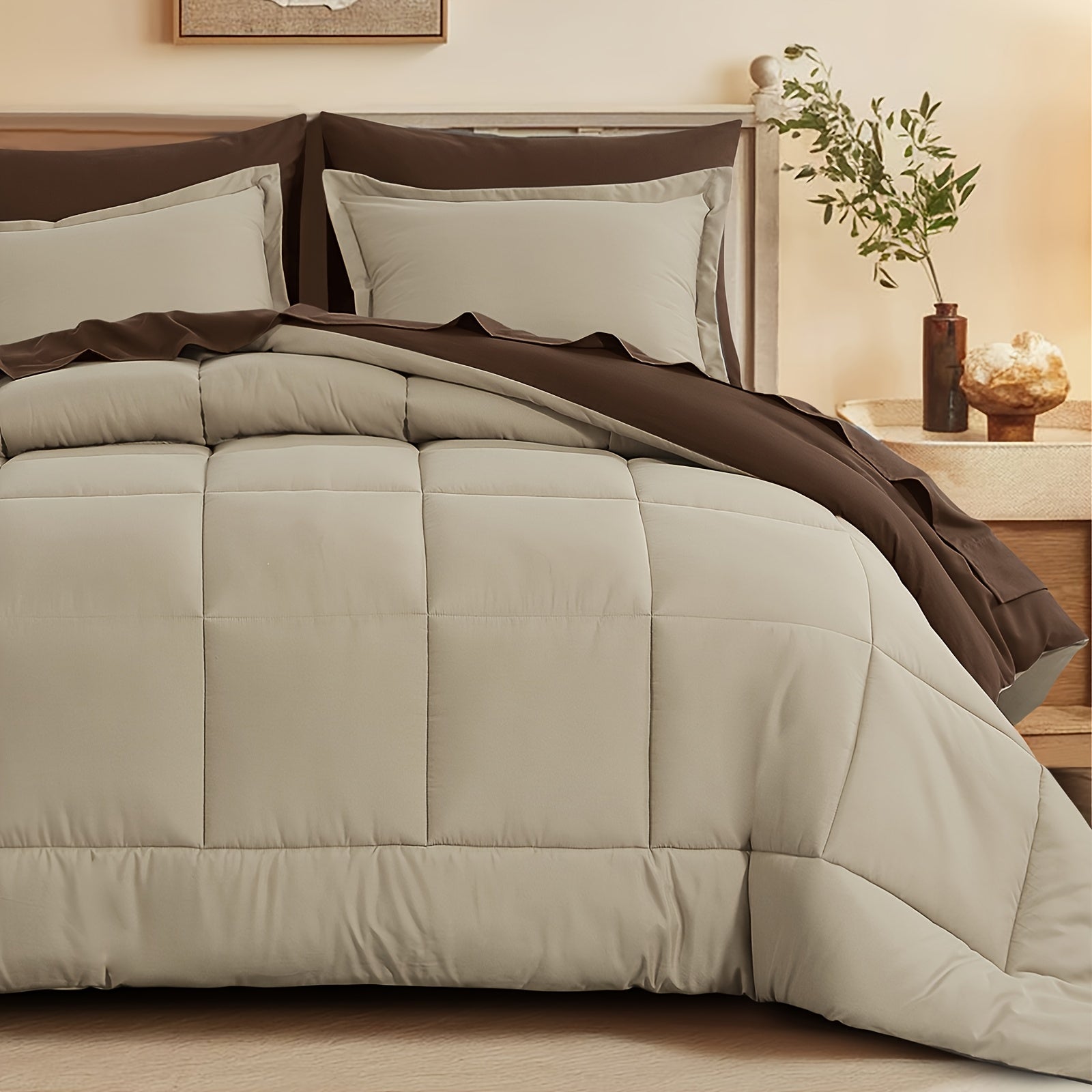 7 Piece Comforter Set Luxury Soft Fluffy Bedding All Season Bed in a Bag with Comforter Fitted Sheet Flat Sheet Pillowcases Hypoallergenic Breathable Easy Care Queen King Twin XL Full