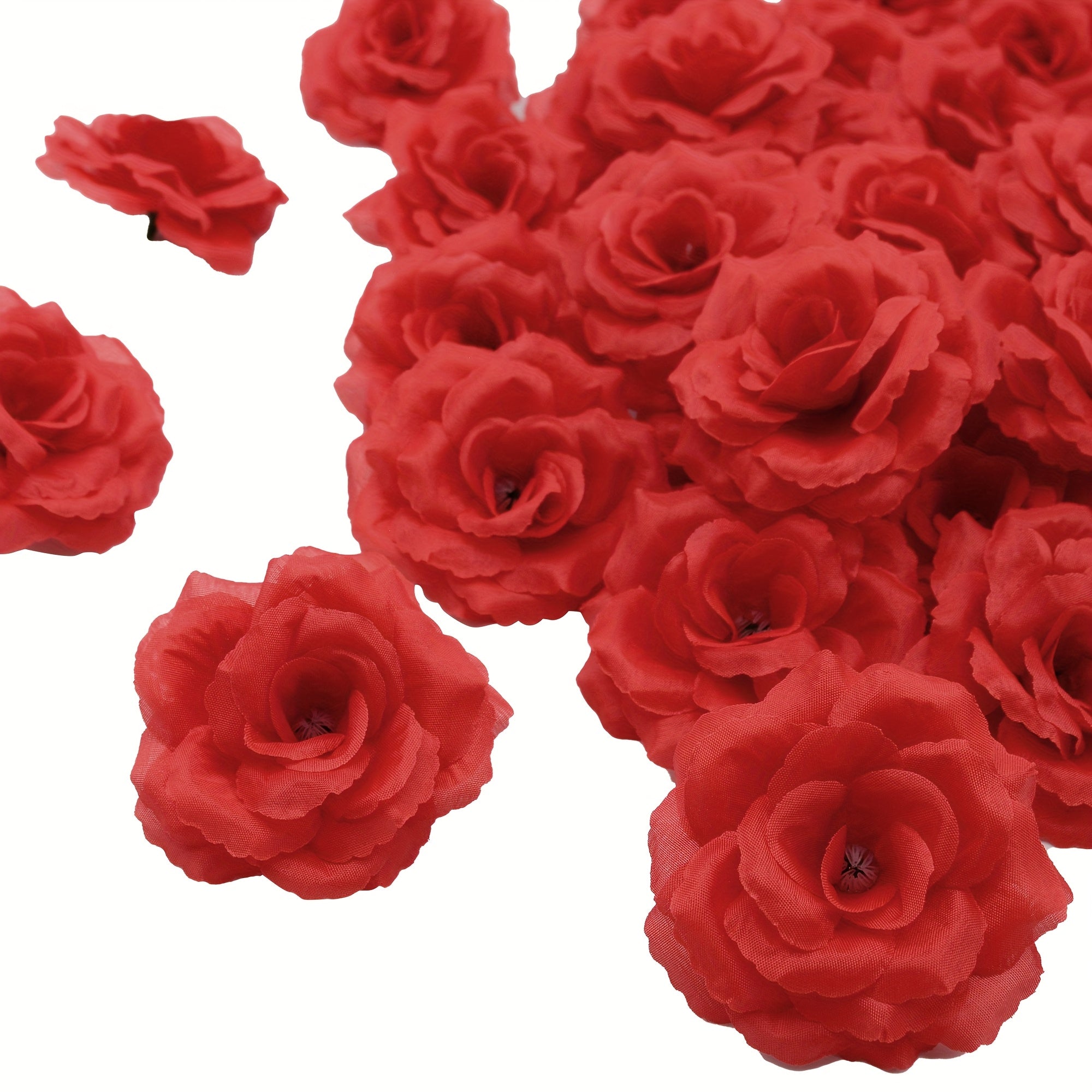 Silk Artificial Roses 50pcs with Stems | 3 Inch Flower Head Detachable DIY Fake Roses | Wedding Bouquet Valentine's Day Home Decor in Black Red Wine Red