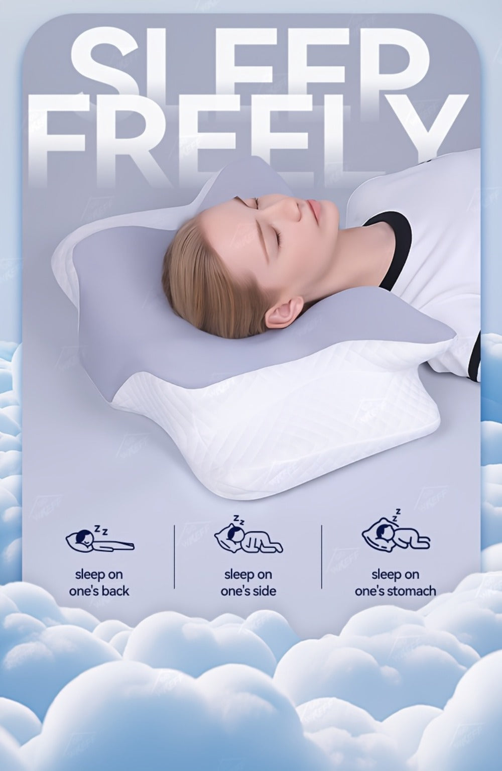 Cervical Neck Pillow for Sleeping - Butterfly Contour Memory Foam Ergonomic Support for Back & Side Sleepers, Slow Rebound Pressure Relief, Cervical Spine Alignment, Machine-Washable Cover, Multi-Color