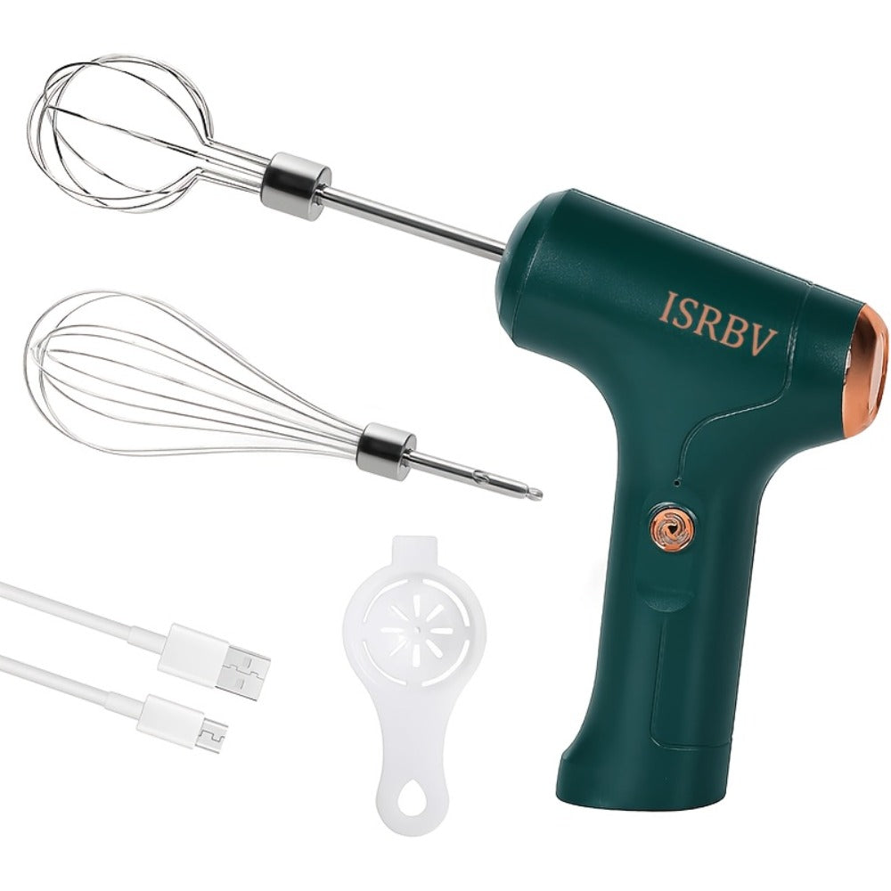 Cordless Electric Hand Mixer Mini USB Rechargeable Whisk Beater 1500RPM for Whipping Cream Cake Batter Ice Cream Egg Beating Home Kitchen Baking