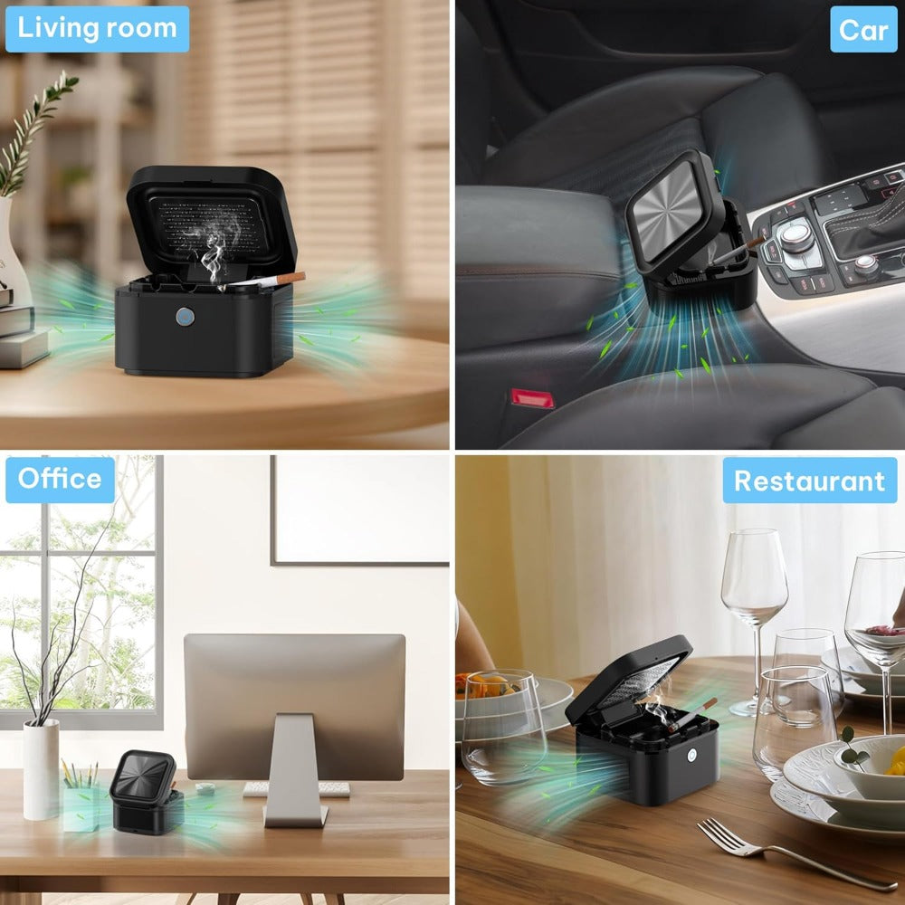 Smokeless Ashtray with HEPA Filter ¨C USB Rechargeable Indoor Ashtray for Home Office Car, 4 Filters Included, Gifts for Him Her