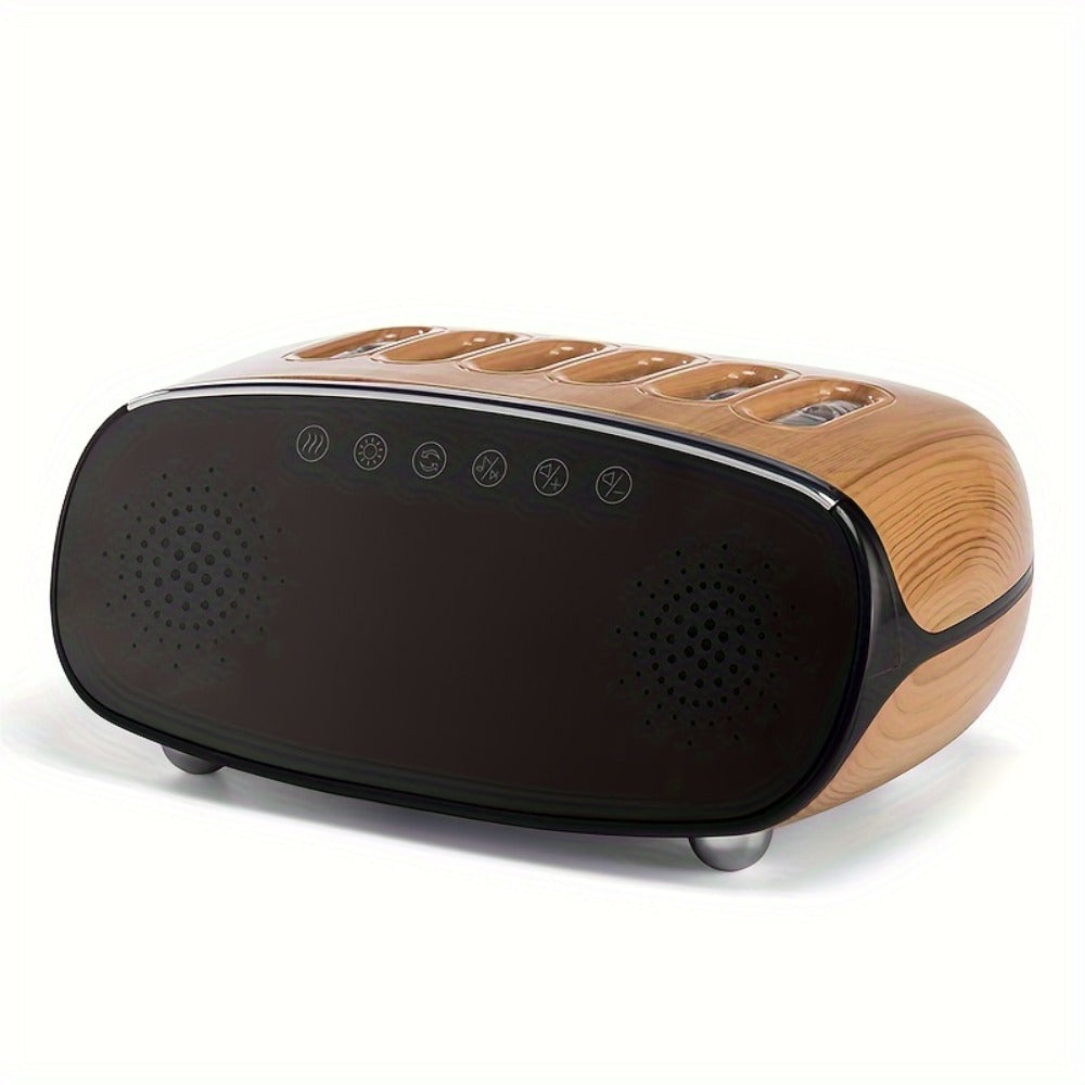 Humidifier with Bluetooth Speaker, LED Display & Alarm Clock - High Mist Output, Remote Control, Wood Grain Cool Mist Humidifier for Bedroom, Living Room & Home Office Decor