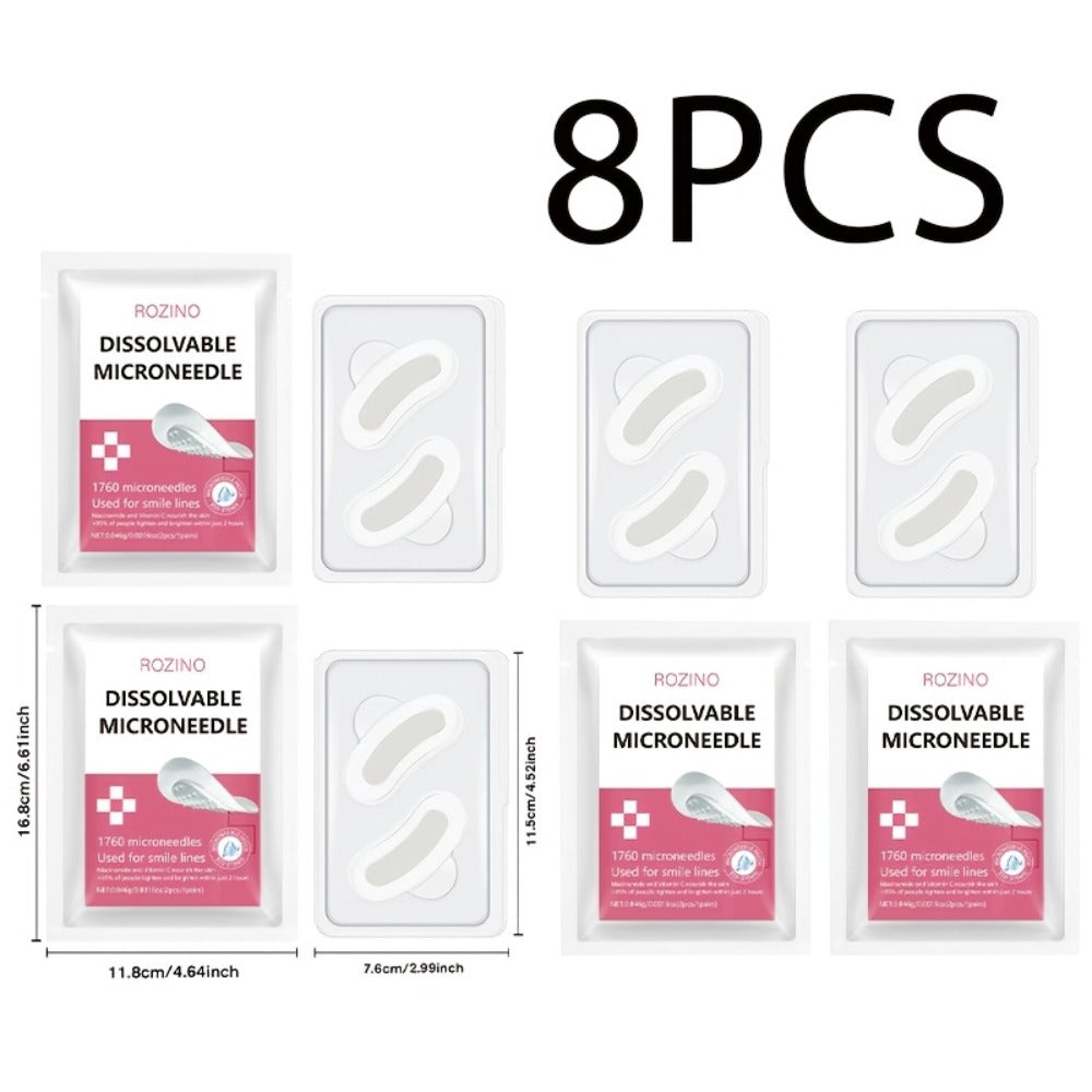 Microneedle Patches Hyaluronic Acid Niacinamide Dissolving Face Patches for Forehead Smile Lines Eye Area Deep Moisturizing Skin Smoothing Brightening Treatment 8pcs