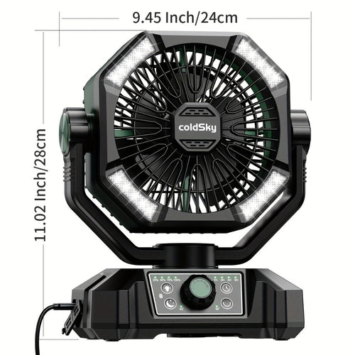 Camping Fan with Dual Motors & 4 LED Lights ¨C Portable Tent Fan with Remote Control, 8 Speed Settings, 20000mAh Battery & Hanging Hook for Outdoor Camping, Power Outages & Indoor Use