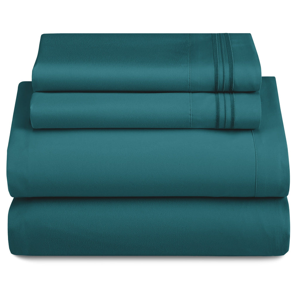 Bed Sheets Set 4-Piece Microfiber 1800 Series Deep Pocket Fitted Sheet Flat Sheet Pillowcases Soft Breathable Wrinkle Fade Resistant Twin Full Queen King Cal King 20 Colors