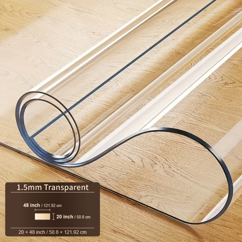 Clear PVC Tablecloth Table Protector 1.5mm Thick Transparent Table Cover Heat Resistant Scratch Resistant Waterproof Desk Mat for Dining Table Home Office Restaurant Coffee Table Multiple Sizes