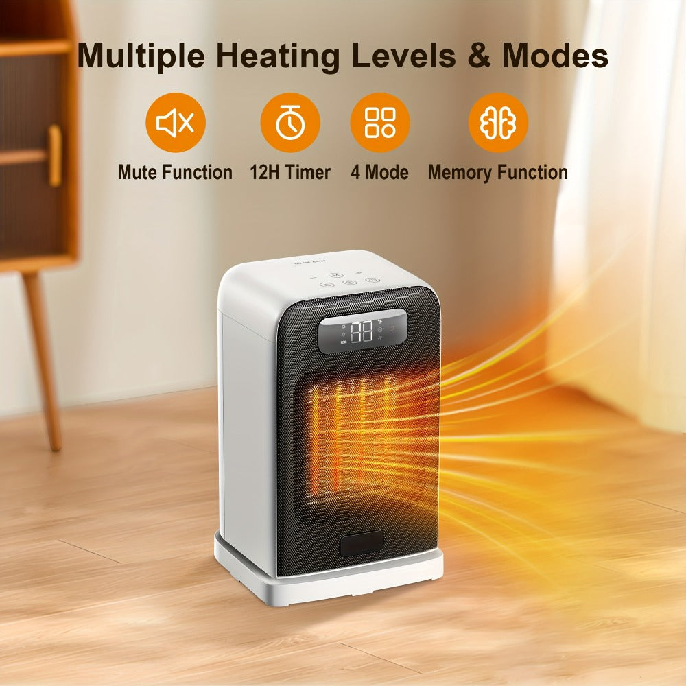 Ceramic Space Heater 1500W Fast Heating - 4 Modes, Adjustable Thermostat, Overheat & 70¡ã Tip-Over Protection, Portable Electric Heater Fan for Office, Desk, Room & Indoor Use, White