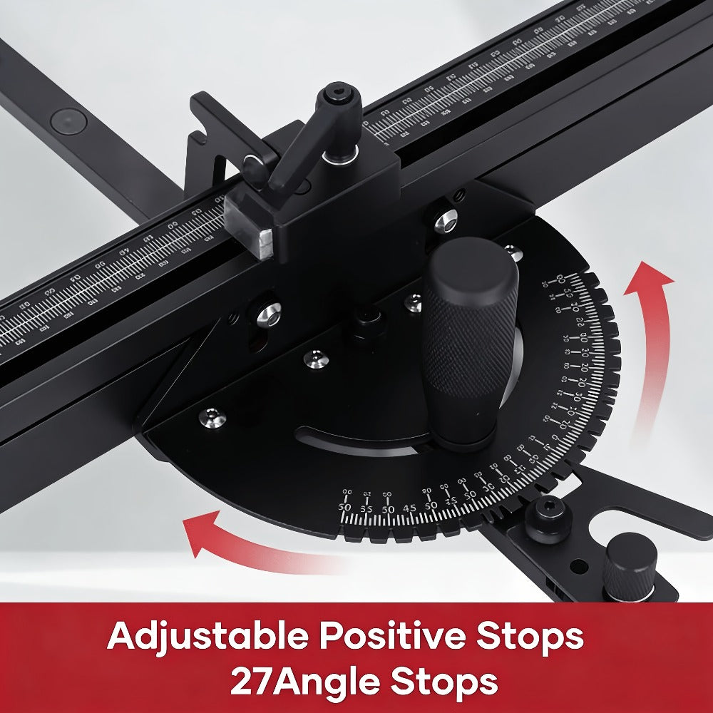 400mm Woodworking Angle Gauge with Adjustable Fence & Guide Rail ¨C Precision Miter Measuring Tool Compatible with 30mm & 45mm T-Track for Table Saw Router