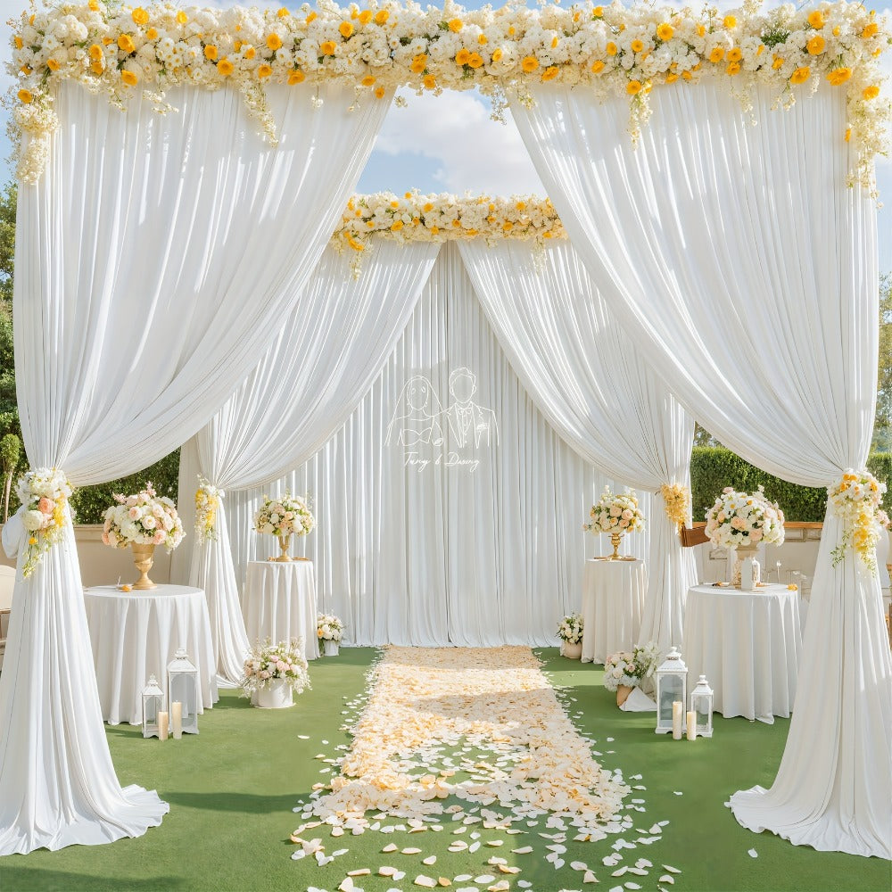 Blackout Backdrop Curtain 4 Pack 5x10 Ft - Heavyweight Nonwoven, Wrinkle-Resistant, Smooth Hanging for Wedding Birthday Baby Shower Party Photography Background Decoration