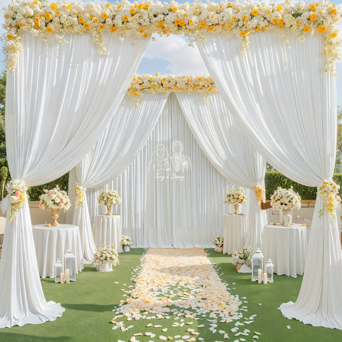 Blackout Backdrop Curtain 4 Pack 5x10 Ft - Heavyweight Nonwoven, Wrinkle-Resistant, Smooth Hanging for Wedding Birthday Baby Shower Party Photography Background Decoration