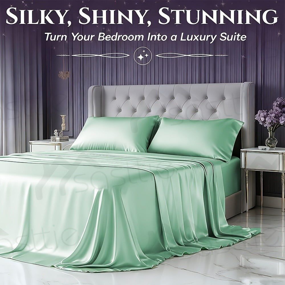 Fitted Sheet Bamboo Blend Deep Pocket Breathable Bed Sheet Set with Pillowcase