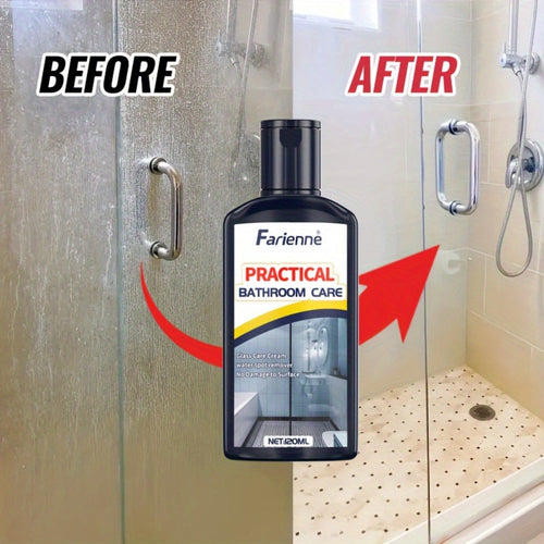 Bathroom Glass Restoration Paste 120g ¨C Removes Water Stains, Soap Scum & Hard Water Deposits from Shower Doors, Tiles & Metal Surfaces, Restores Clarity & Bright Finish, Includes Free Sponge