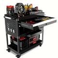 Rolling Tool Cart 3-Tier Heavy Duty 330 LBS Capacity Pegboard Organizer Locking Drawer 4 Swivel Casters for Garage Workshop Mechanics Black Yellow