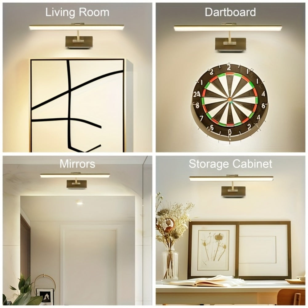 Picture Light 16 Inch Wireless Battery Powered LED Wall Light 6000mAh Rechargeable Remote Control Adjustable Brightness Art Light for Photo Frame Portrait Gallery Painting Home Decor Gold Black