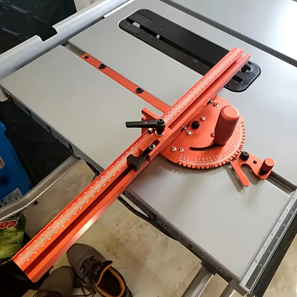 400mm Woodworking Angle Gauge with Adjustable Fence & Guide Rail ¨C Precision Miter Measuring Tool Compatible with 30mm & 45mm T-Track for Table Saw Router