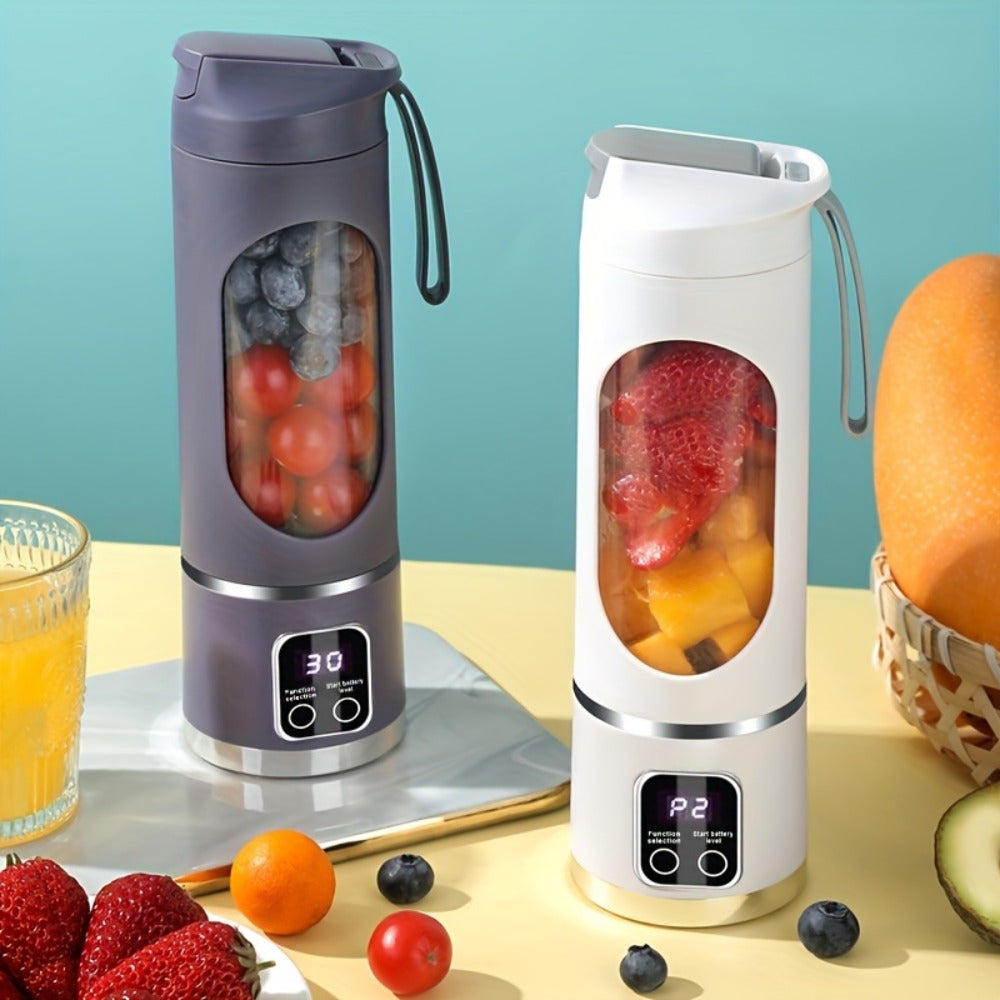 Portable USB Rechargeable Blender with LED Display ¨C 15oz Personal Smoothie Blender for Shakes, Milkshakes & Fresh Juice, Compact Mini Blender for Home Gym Office & Travel, BPA-Free Cup
