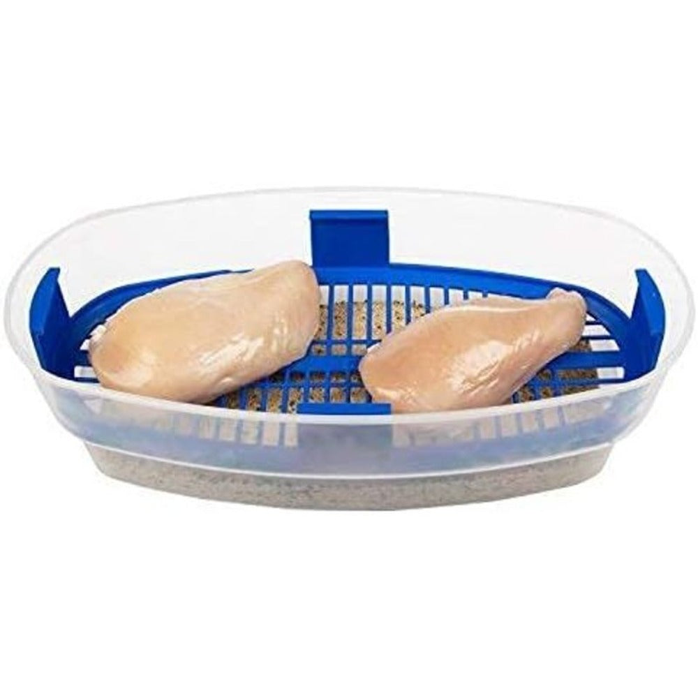 Breading Station Tray XL All-in-One Mess-Free Batter Bowl with Lid, Pour Seasoning Add Meat or Vegetables & Shake, Dishwasher Safe Polypropylene Breader for Frying Cooking Camping