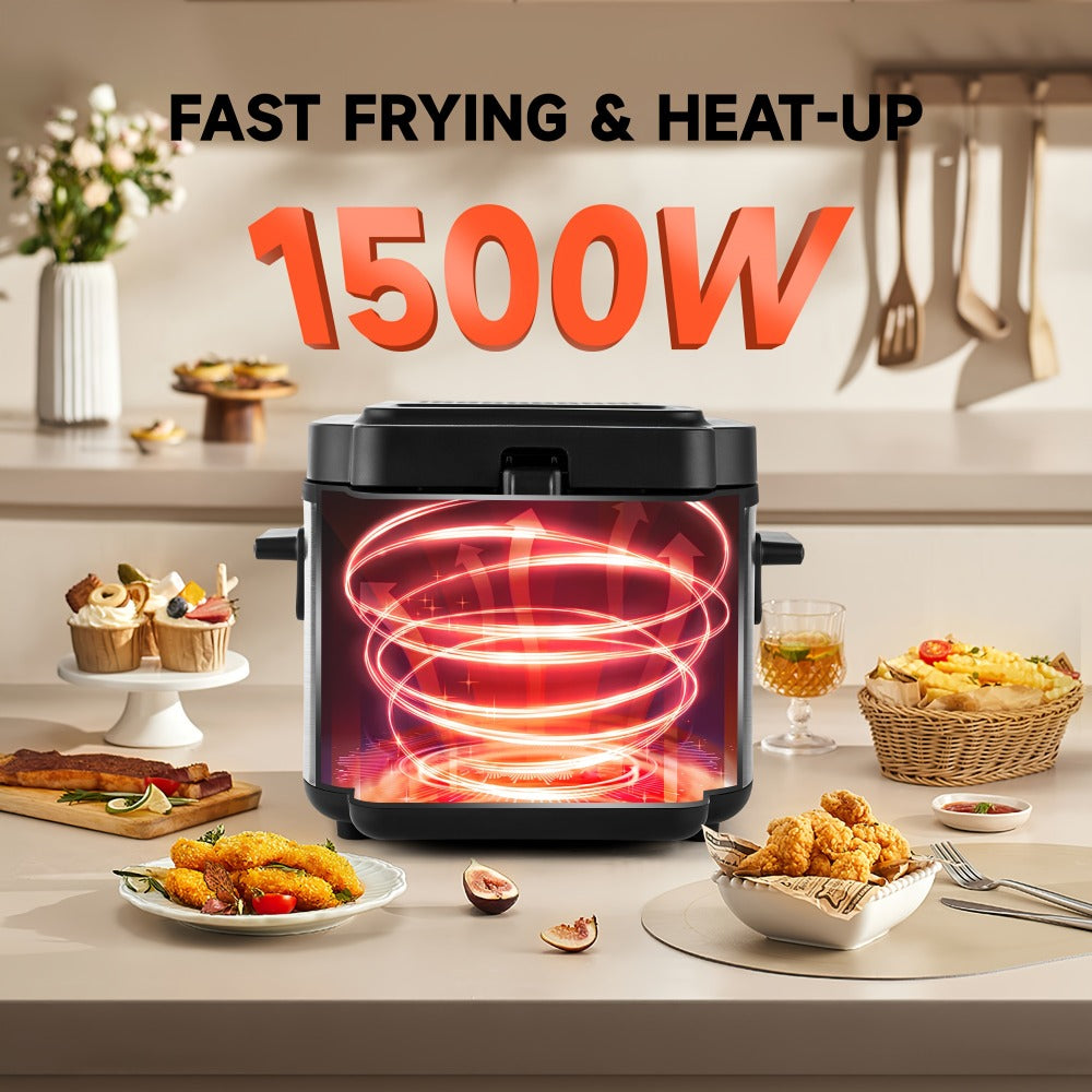 Deep Fryer 1500W Electric ¨C Non-Stick Stainless Steel Frying Pot with Adjustable Temperature Control & Frying Basket, 1.5L / 2.5L / 3L / 5L / 6L Capacity for Home Kitchen