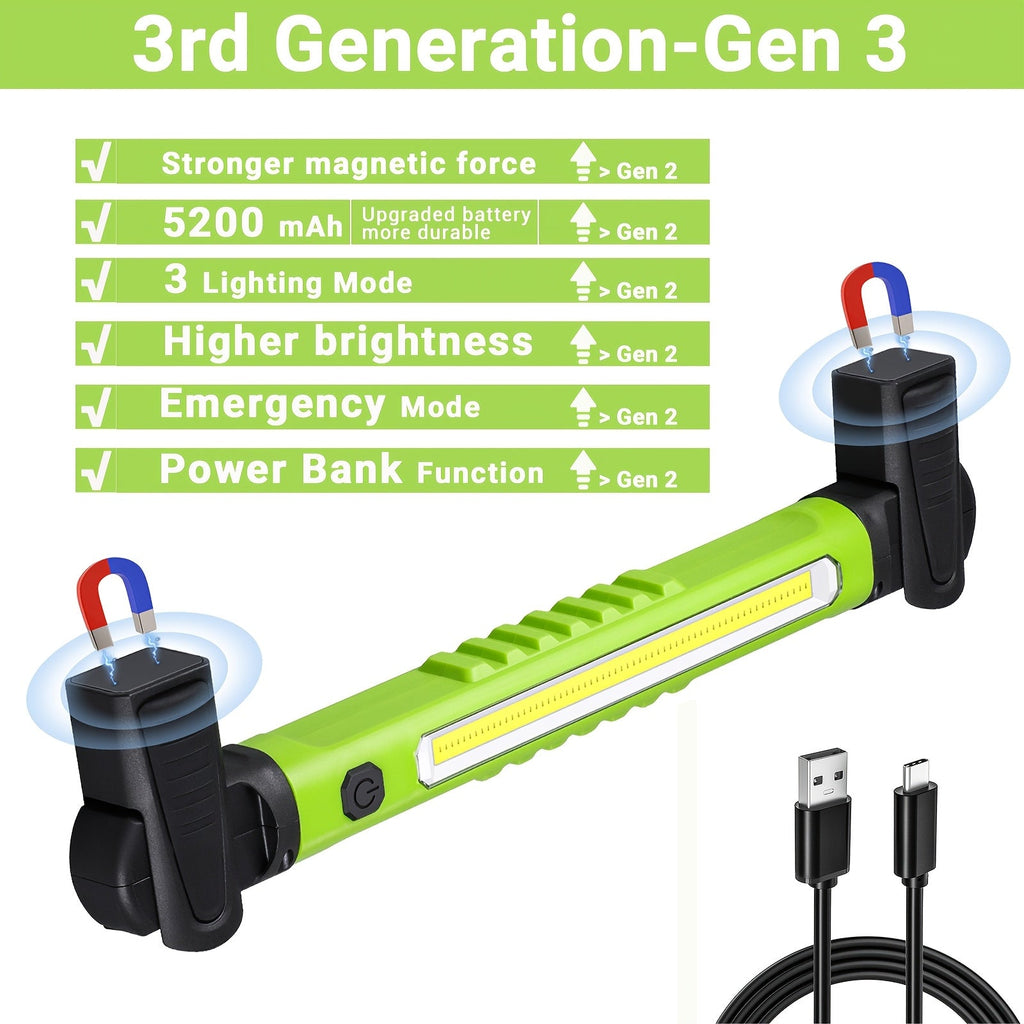 LED Work Light 2500LM Rechargeable Magnetic Underhood Inspection Light with 5200mAh Battery & Hooks ¨C Cordless Portable Work Lamp for Mechanics, Car Garage, Workshop & Emergency Use