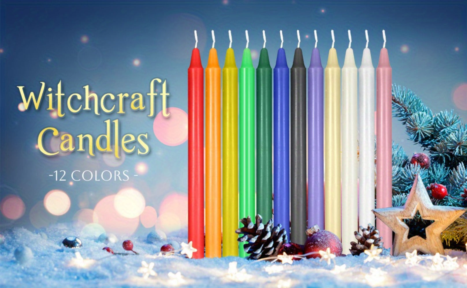 Colored Chime Candles Spell Candles Set Unscented Taper Candles 6.3in for Witchcraft Altar Ritual Meditation Prayer ¨C 12 Assorted Colors, Halloween Gothic Decor, Magic Candle Holder Compatible