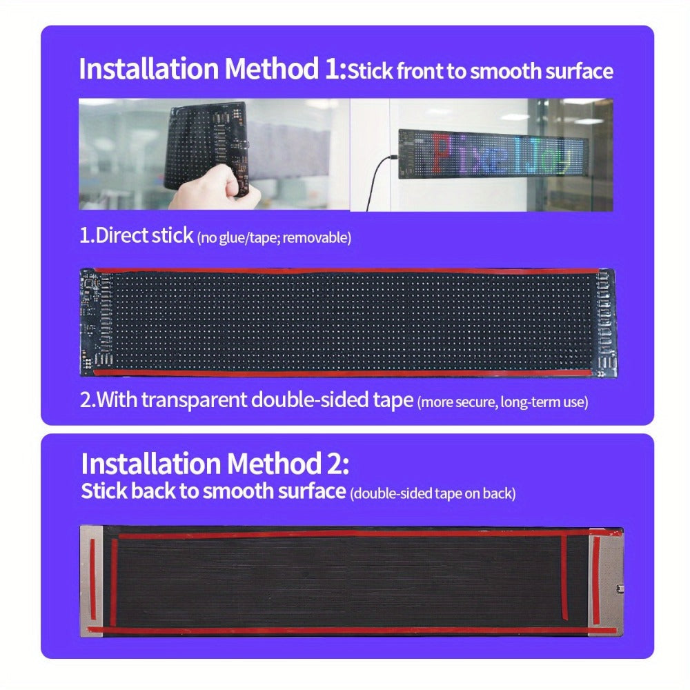 LED Scrolling Display Board with Bluetooth App Control, USB Powered Programmable RGB Matrix Panel for Text, Patterns & Animations, Indoor Sign for Shop, Bar, Hotel, Gas Station, Restaurant, Movie Screen