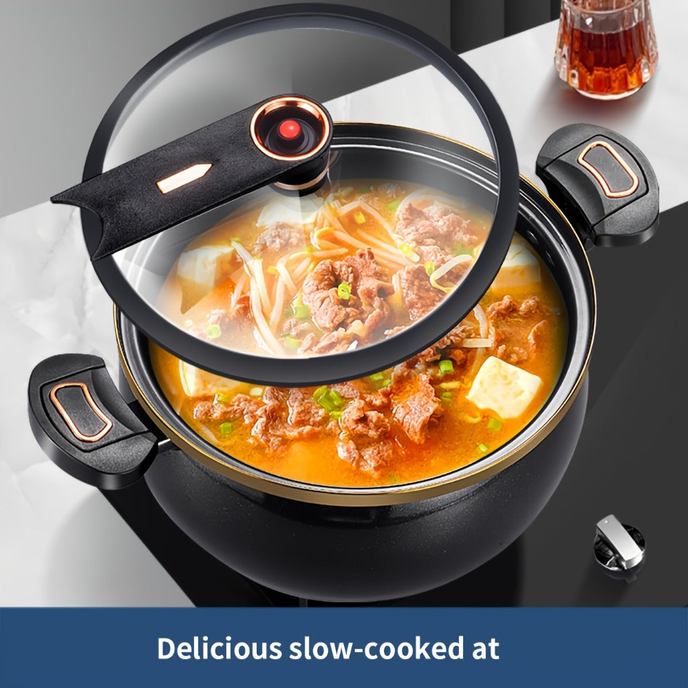 8.45QT Non-Stick Ceramic Stockpot with Twist Lock Handle - Induction & Gas Compatible, Cast Iron, Home & Restaurant