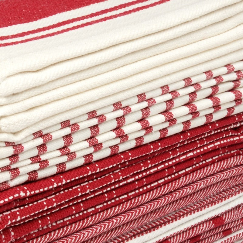 Kitchen Dish Towels 10 Pack - 100% Cotton Flat Weave, Absorbent & Reusable, Multi-Color Set for Cooking, Cleaning & Drying