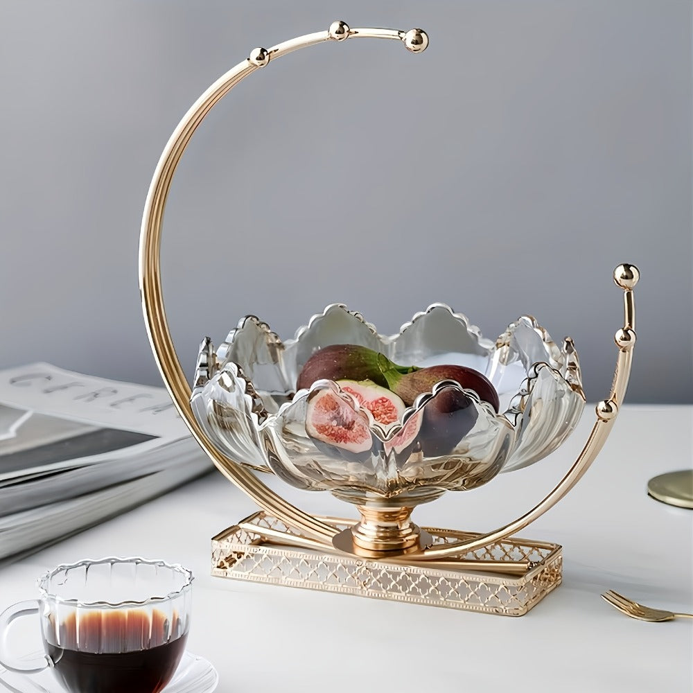 Glass Fruit Bowl Decorative Serving Tray - Modern Minimalist Centerpiece for Living Room, Dining & Kitchen | European Luxury Style Home Decor, Party Display for Thanksgiving, Christmas & New Year