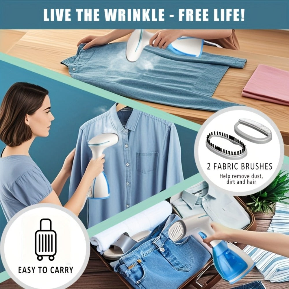 Handheld Garment Steamer 1500W with 9.47oz Removable Water Tank, Portable Fabric Steamer 30s Fast Heat-Up with Accessories Kit, Compact Mini Steam Iron for Clothes Home Travel Office, US Plug