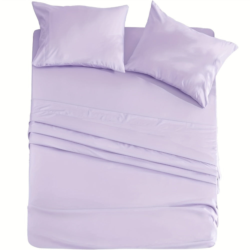 Microfiber Bed Sheet Set 4-Piece Deep Pocket Fitted Sheet Flat Sheet Pillowcases Twin Full Queen King All Colors Soft Breathable Fade Resistant Easy Care