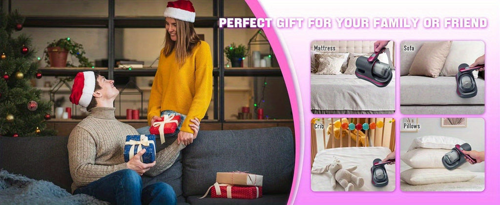 Cordless Mattress Vacuum Cleaner Handheld Bed Vacuum for Dust Mites, Allergens & Pet Hair - Portable Wireless Upholstery Vacuum for Mattress, Sofa, Carpet & Bedding, Lightweight Easy to Use, Purple