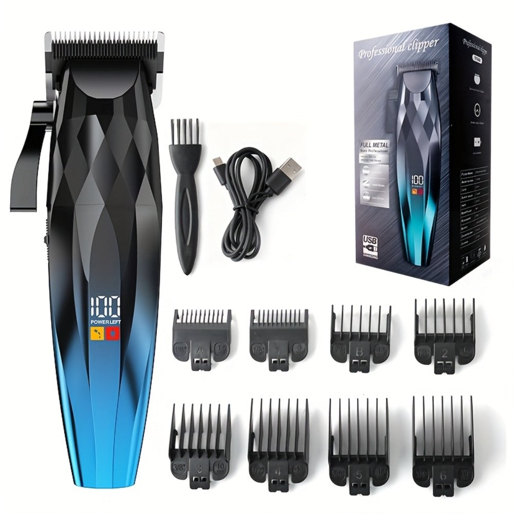 Hair Clipper for Men Professional Electric Trimmer | 7000RPM Motor | Ceramic Blade | 8 Guide Combs | 2000mAh LED Battery | Cordless USB Rechargeable | Fade Buzz Cut Home Barber Kit
