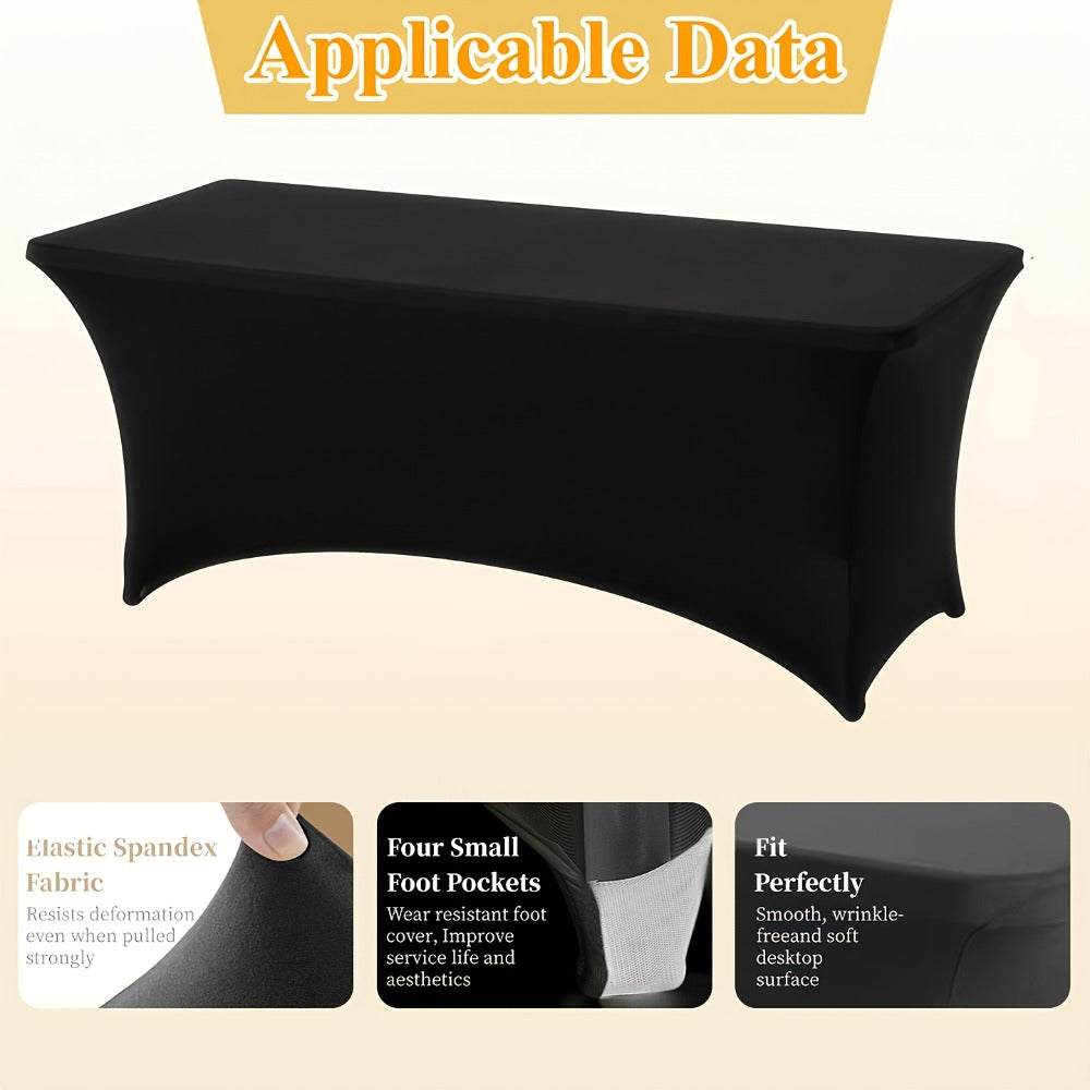 Spandex Tablecloth for 6 ft Rectangle Tables ¨C Elastic Fitted Table Cover for Events, Parties, Weddings & Banquets ¨C Wrinkle-Free Stretch Fabric in Black, White & Red, Indoor & Outdoor Use