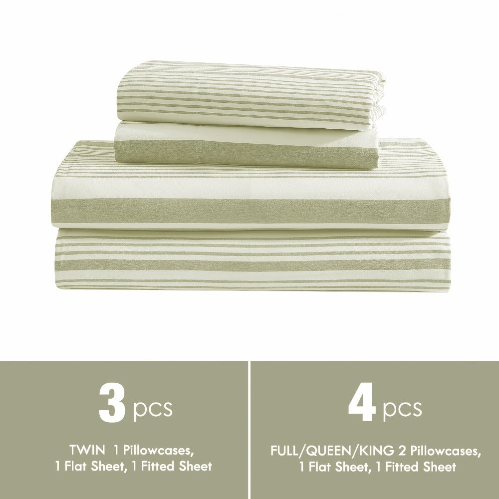 Bed Sheet Set Deep Pocket Soft Microfiber - Fitted Sheet Flat Sheet & Pillowcases Twin Full Queen King - Cooling Breathable Fade Resistant Sheets for Daily Use Dorms Guest Rooms