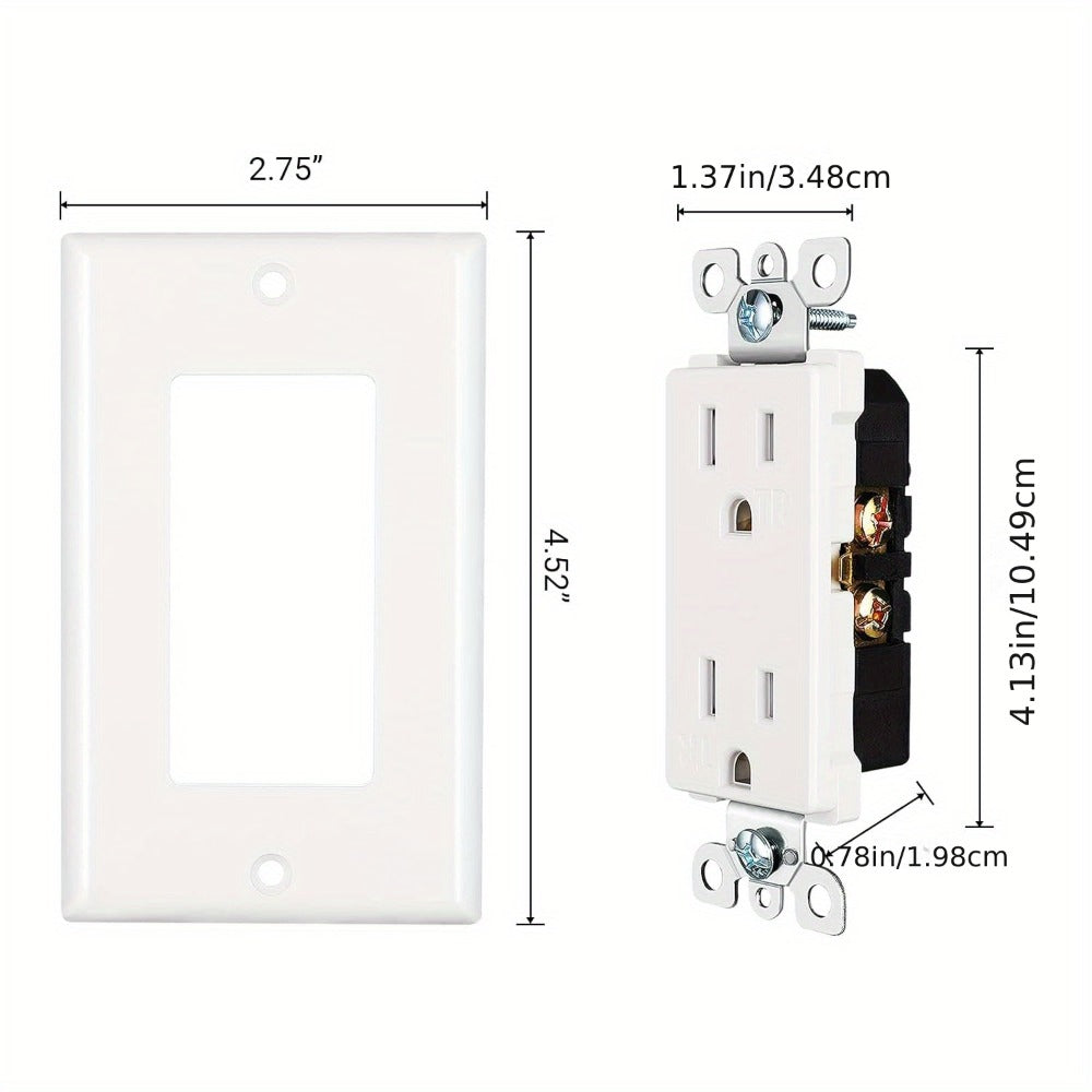 15 Amp Tamper Resistant Wall Outlet 20 Pack with Decorator Wall Plates Included Standard Electrical Receptacle 125V White Duplex Outlet for Home Office Kitchen