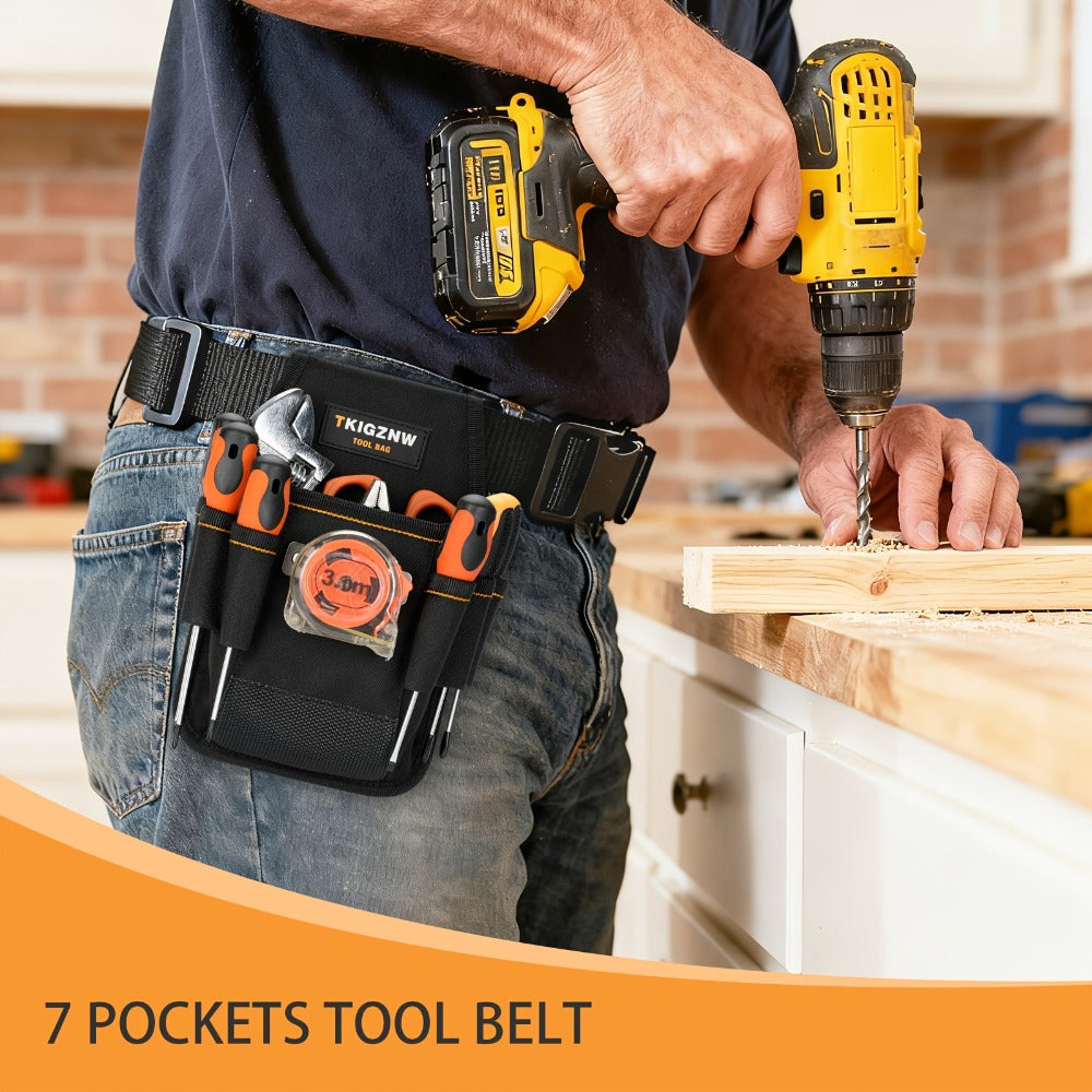 Tool Bag Heavy Duty 7-Pocket PVC Organizer for Mechanics & Electricians ¨C Multi-Pocket Hand Tool Storage Bag, Portable Jobsite Toolbag for Plumbers, Contractors & DIY