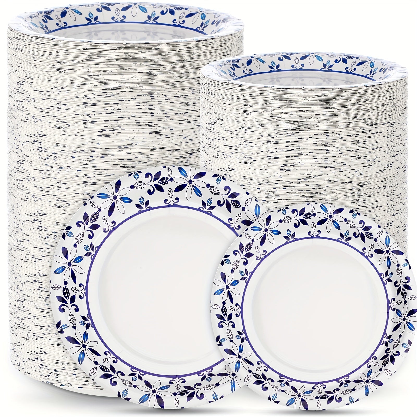 Disposable Paper Plates 300 Pack 9 Inch Heavy Duty & 7 Inch Soak Proof Leaf Print for Party Family Gatherings Everyday Use